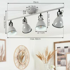 Plafonnier Selki Gris, 4 lumières