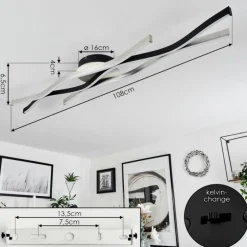 Plafonnier Serlande LED Noir, 1 lumière