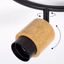 Plafonnier Sezze Bois clair, Noir, 3 lumières