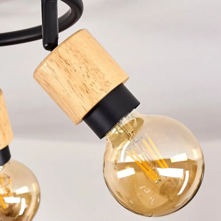 Plafonnier Sezze Bois clair, Noir, 3 lumières