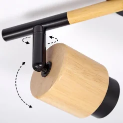 Plafonnier Sezze Bois clair, Noir, 2 lumières