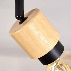 Plafonnier Sezze Bois clair, Noir, 2 lumières