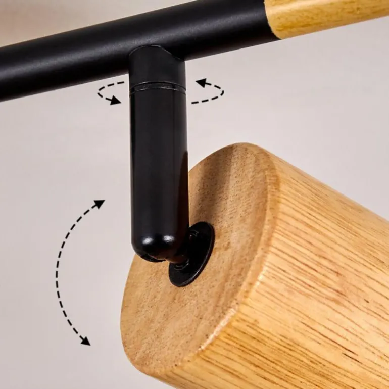 Plafonnier Sezze Bois clair, Noir, 4 lumières