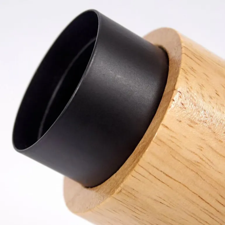 Plafonnier Sezze Bois clair, Noir, 4 lumières