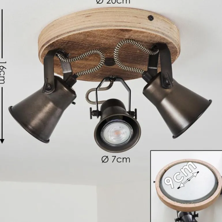 Plafonnier Skodsbol Bois clair, Noir, 3 lumières