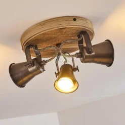 Plafonnier Skodsbol Bois clair, Noir, 3 lumières