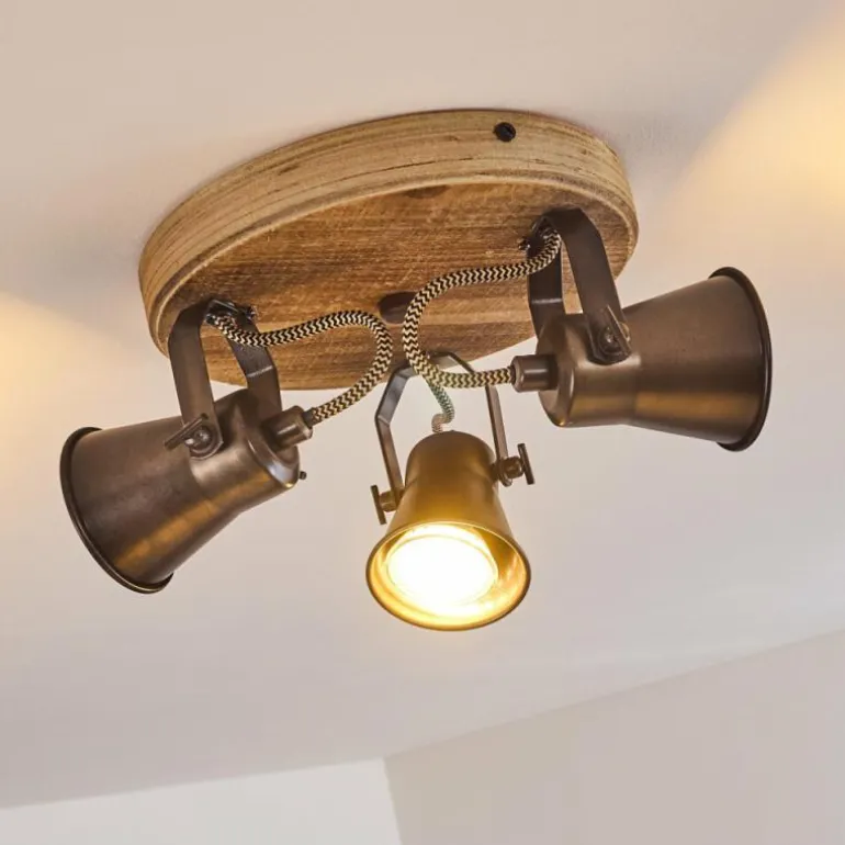 Plafonnier Skodsbol Bois clair, Noir, 3 lumières