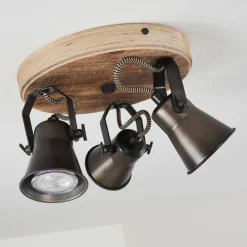 Plafonnier Skodsbol Bois clair, Noir, 3 lumières