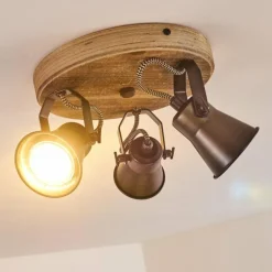 Plafonnier Skodsbol Bois clair, Noir, 3 lumières