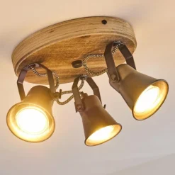 Plafonnier Skodsbol Bois clair, Noir, 3 lumières