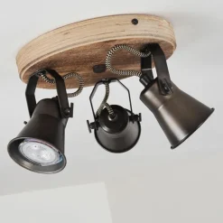 Plafonnier Skodsbol Bois clair, Noir, 3 lumières