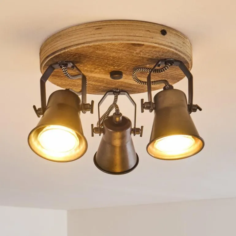 Plafonnier Skodsbol Bois clair, Noir, 3 lumières