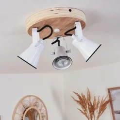Plafonnier Skodsbol Bois clair, Blanc, 3 lumières