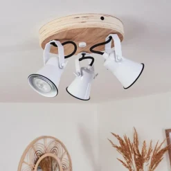 Plafonnier Skodsbol Bois clair, Blanc, 3 lumières