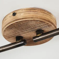 Plafonnier Skodsbol Gris, Brun clair, Acier brossé, 4 lumières