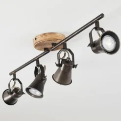 Plafonnier Skodsbol Gris, Brun clair, Acier brossé, 4 lumières