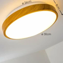 Plafonnier Sora Wood LED Bois clair, Blanc, 1 lumière