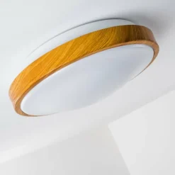 Plafonnier Sora Wood LED Bois clair, Blanc, 1 lumière