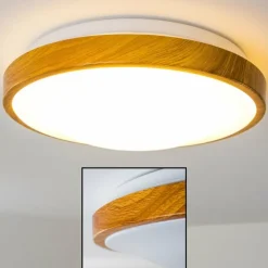 Plafonnier Sora Wood LED Bois clair, Blanc, 1 lumière