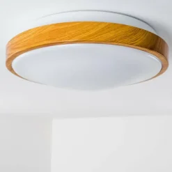 Plafonnier Sora Wood LED Bois clair, Blanc, 1 lumière