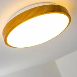 Plafonnier Sora Wood LED Bois clair, Blanc, 1 lumière