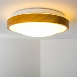 Plafonnier Sora Wood LED Bois clair, Blanc, 1 lumière
