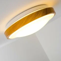 Plafonnier Sora Wood LED Bois clair, Blanc, 1 lumière