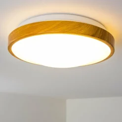 Plafonnier Sora Wood LED Bois clair, Blanc, 1 lumière