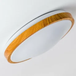 Plafonnier Sora Wood LED Bois clair, Blanc, 1 lumière