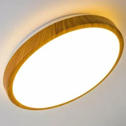 Plafonnier Sora Wood LED Bois clair, Blanc, 1 lumière