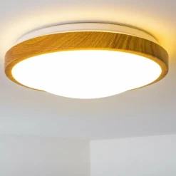 Plafonnier Sora Wood LED Bois clair, Blanc, 1 lumière