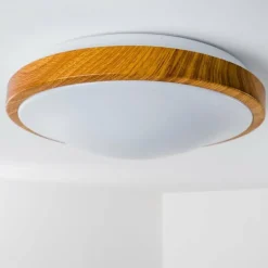 Plafonnier Sora Wood LED Bois clair, Blanc, 1 lumière