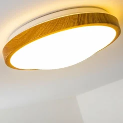 Plafonnier Sora Wood LED Bois clair, Blanc, 1 lumière