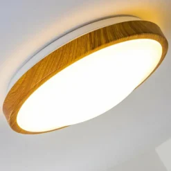 Plafonnier Sora Wood LED Bois clair, Blanc, 1 lumière