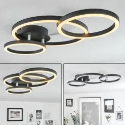 Plafonnier Sorte LED Chrome, Noir, 1 lumière