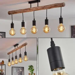 Plafonnier Soungou Écru, Noir, 5 lumières