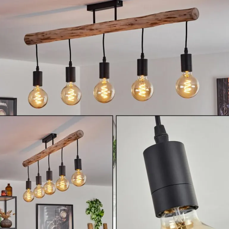 Plafonnier Soungou Écru, Noir, 5 lumières