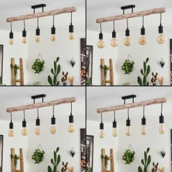 Plafonnier Soungou Écru, Noir, 5 lumières