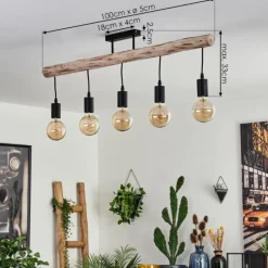 Plafonnier Soungou Écru, Noir, 5 lumières