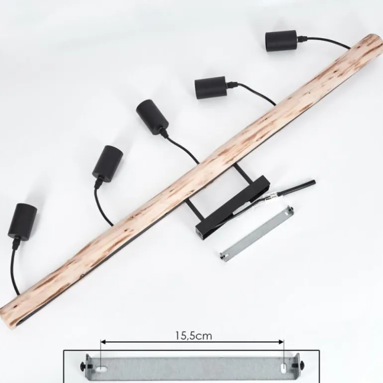 Plafonnier Soungou Écru, Noir, 5 lumières