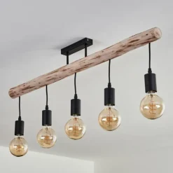 Plafonnier Soungou Écru, Noir, 5 lumières