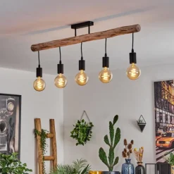 Plafonnier Soungou Écru, Noir, 5 lumières