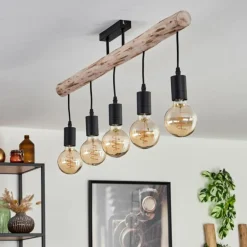 Plafonnier Soungou Écru, Noir, 5 lumières