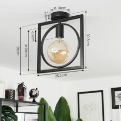 Plafonnier Srelau Noir, 1 lumière