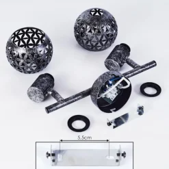 Plafonnier Stavik Noir, Argenté, 2 lumières