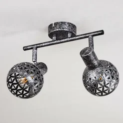 Plafonnier Stavik Noir, Argenté, 2 lumières