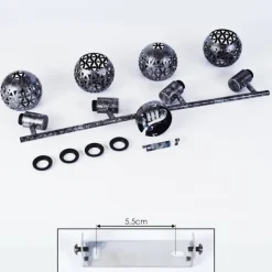 Plafonnier Stavik Noir, Argenté, 4 lumières