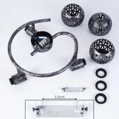 Plafonnier Stavik Noir, Argenté, 3 lumières