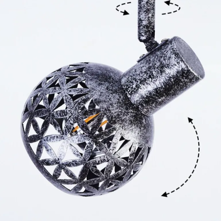 Plafonnier Stavik Noir, Argenté, 3 lumières