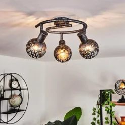 Plafonnier Stavik Noir, Argenté, 3 lumières